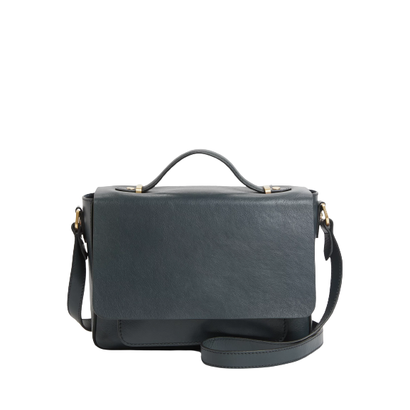 John Lewis & Partners Leather Top Handle Cross Body Bag, Navy