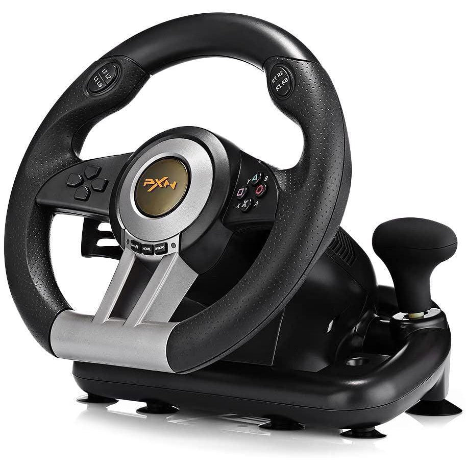 PXN-V3 Pro Universal USB Car Sim Race Steering Wheel and Pedals, Black