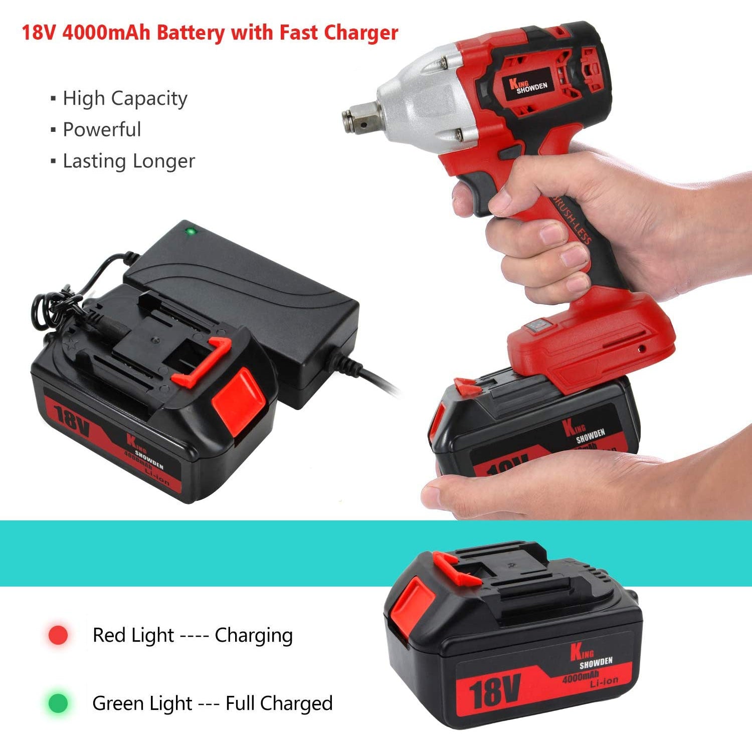 Kingshowden 18V Cordless Impact Driver Set and Carry Case