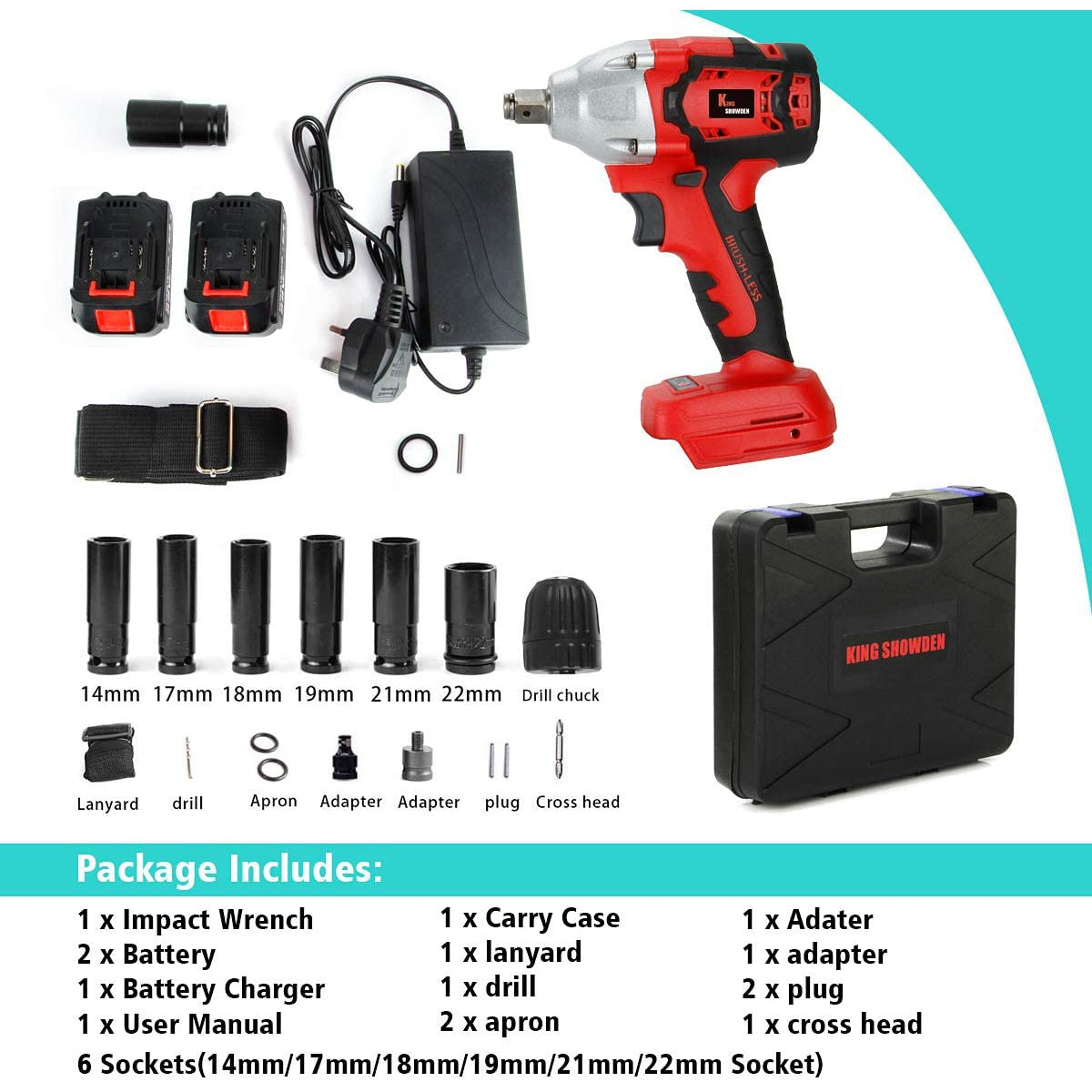 Kingshowden 18V Cordless Impact Driver Set and Carry Case