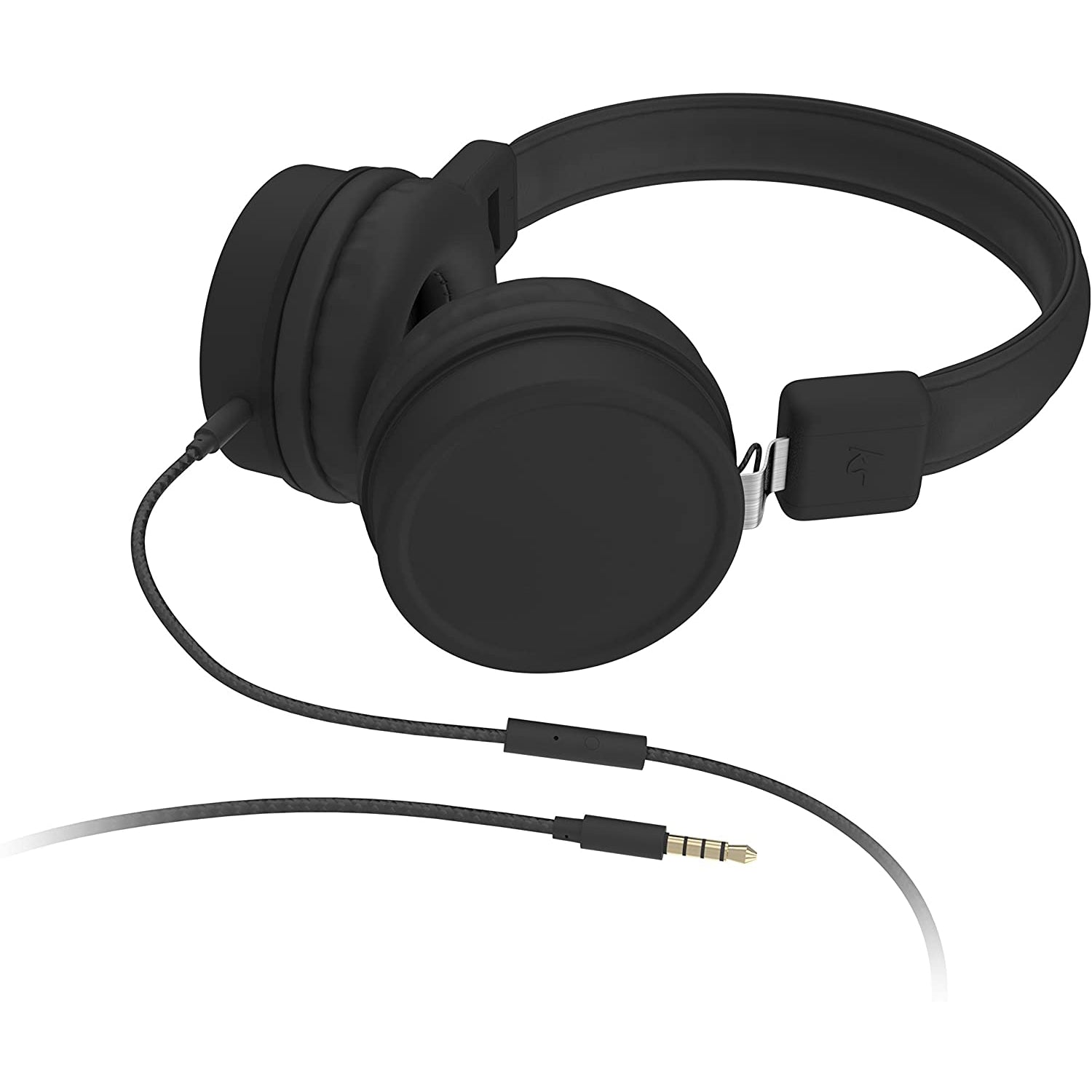 KitSound Brooklyn Lightweight Foldable Wired On-Ear Headphones, Black