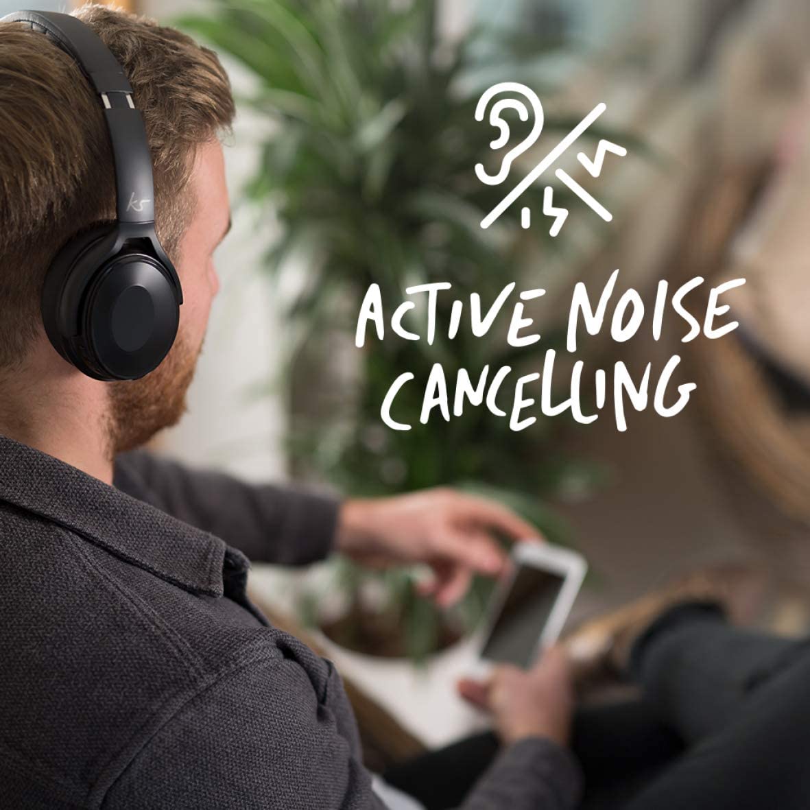 KitSound Immerse 55 Wireless Bluetooth Over-Ear Headphones with Active Noise Cancelling