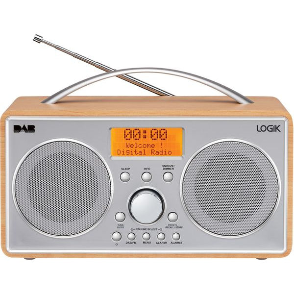 Logik L55DAB15 Portable DAB+/FM Radio, Silver & Wood