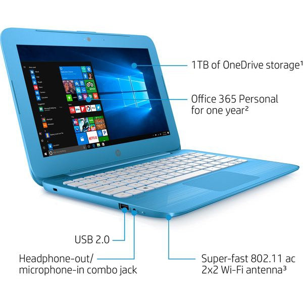 HP 11-Y050NA 11.6" Laptop, Intel Celeron, 2GB, 32GB, X9W59EA#ABU, Blue