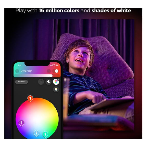 Philips Hue White & Colour Ambiance Smart Lighting Starter Kit with Bridge - E27
