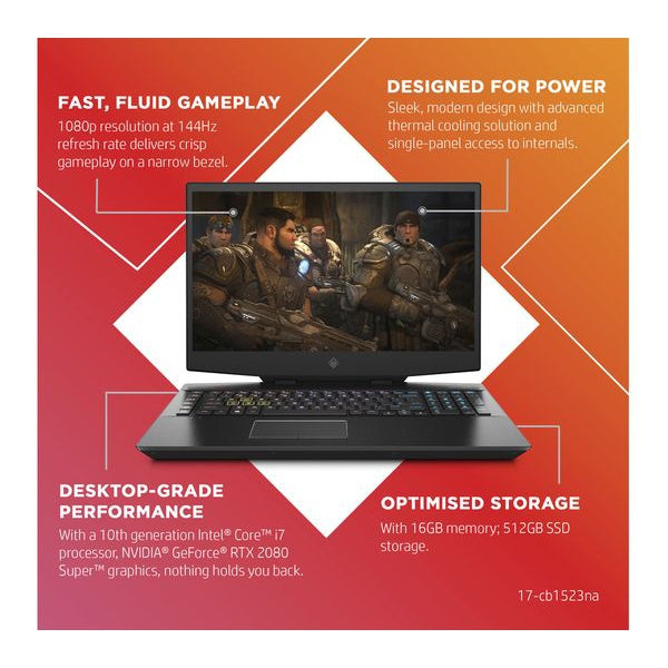 HP OMEN 17.3" Gaming Laptop - Intel Core i7, RTX 2080 Super, 1TB HDD & 512GB SSD - 17G22EAABU
