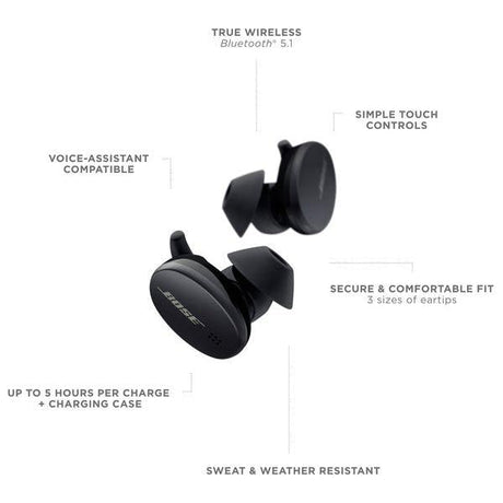 Bose Sport Wireless Bluetooth Earbuds - Black - Refurbished Good