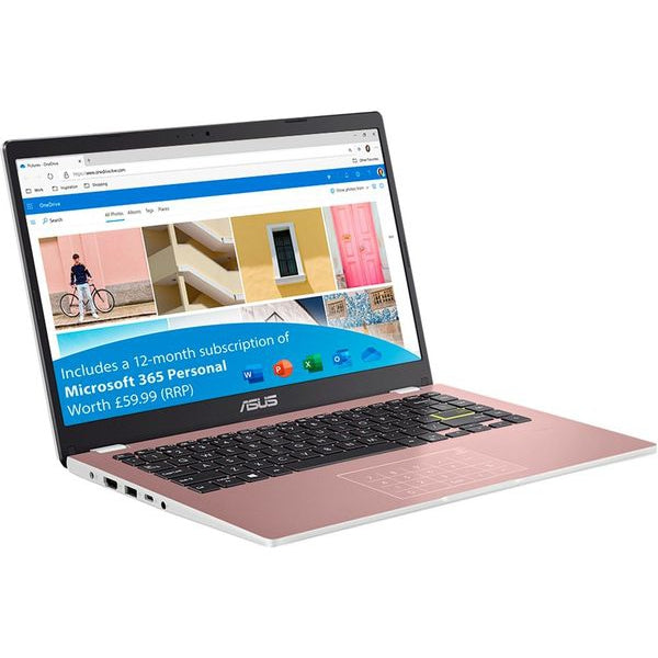 ASUS E410MA-EK017TS 14" Laptop, Intel Celeron, 4GB RAM, 64GB eMMC, Pink