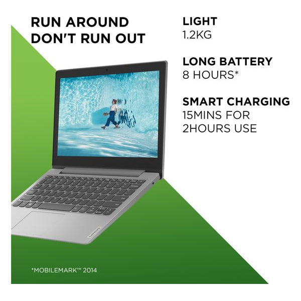Lenovo IdeaPad 1 11ADA05 (82GV003HUK) Laptop, AMD 3020e, 4GB RAM, 64GB eMMC, 11.6'', Platinum Grey - Refurbished Pristine
