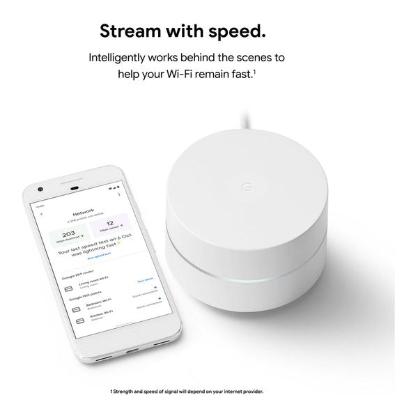 Google Wi-Fi Mesh Network System Router Point, AC1200, Pack of 3 (GA02434-GB)