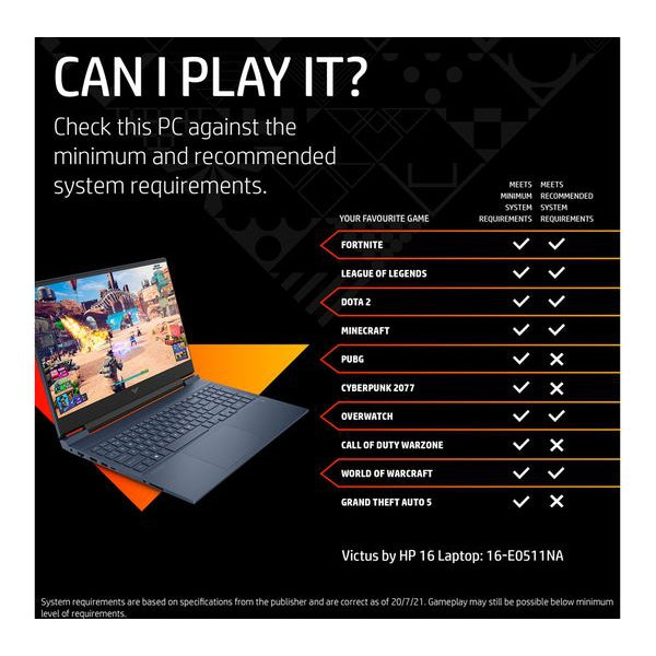 HP Victus 16-E0511NA 16.1" Laptop, AMD Ryzen 7, 16GB RAM, 512GB SSD, Blue (4H2Y5EA#ABU)