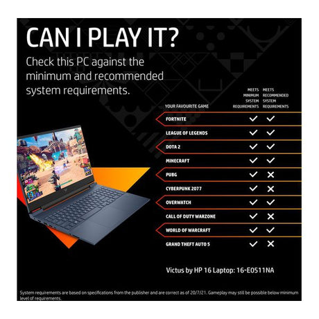 HP Victus 16-E0511NA 16.1" Laptop, AMD Ryzen 7, 16GB RAM, 512GB SSD, Blue (4H2Y5EA#ABU)
