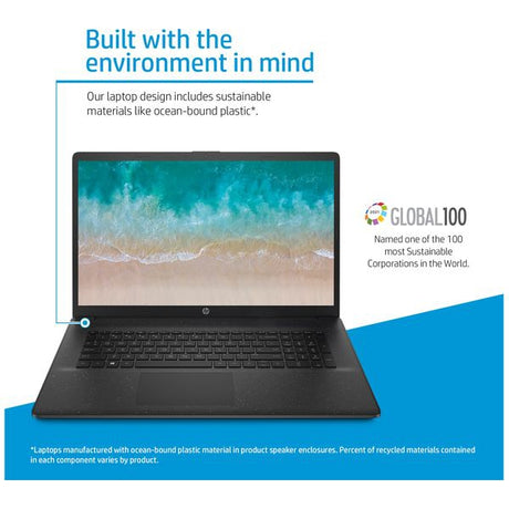 HP 17-CN0524NA 17.3" Laptop, Intel Core i3, 8GB RAM, 512GB SSD, Black