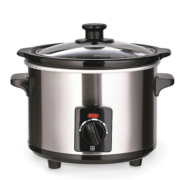 Lakeland Electric Slow Cooker Brushed Chrome, 1.5L ideal for 1-2 Servings