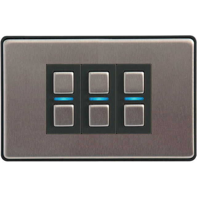 Lightwave L23 3-Gang Smart Dimmer, Stainless Steel