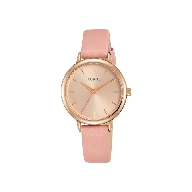 Lorus RG240NX9 Women's Leather Strap Watch, Pink / Rose Gold