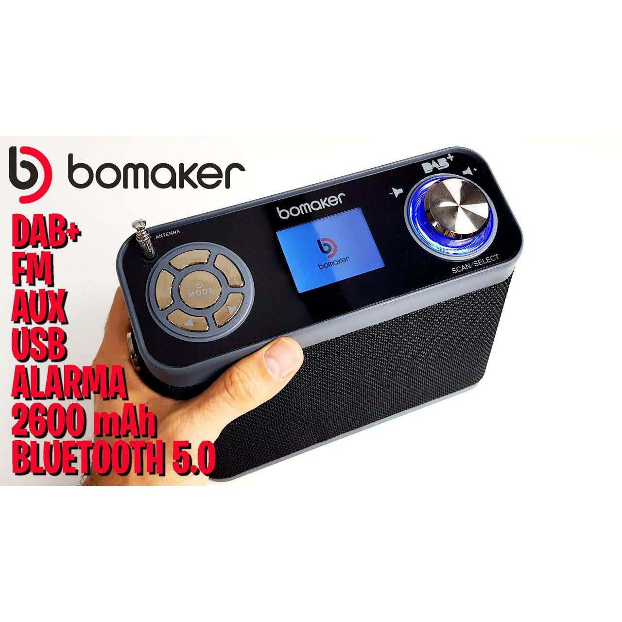 BOMAKER Digital Radio with DAB/DAB+/FM, Portable Bluetooth Wireless Speaker