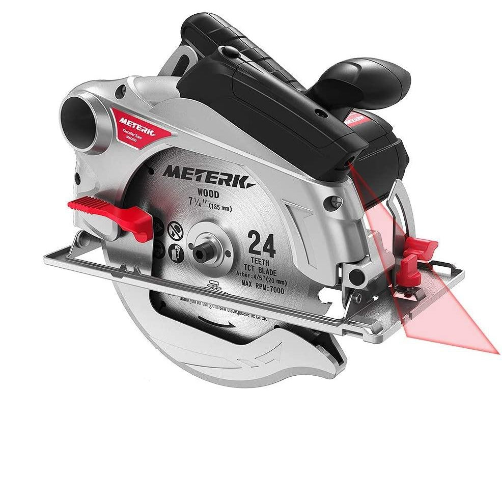 Meterk M1Y-DU26-185 Circular Saw 1500W 4700RPM, Laser Guide, Double Safety Switch, Ideal for Wood, Plastic, Soft Metal