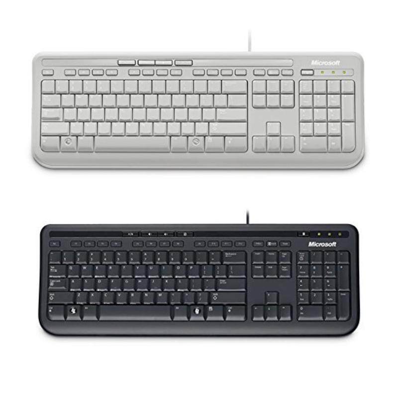 Microsoft Basic Wired 600 USB Keyboard PC Laptop Desktop in Black or White