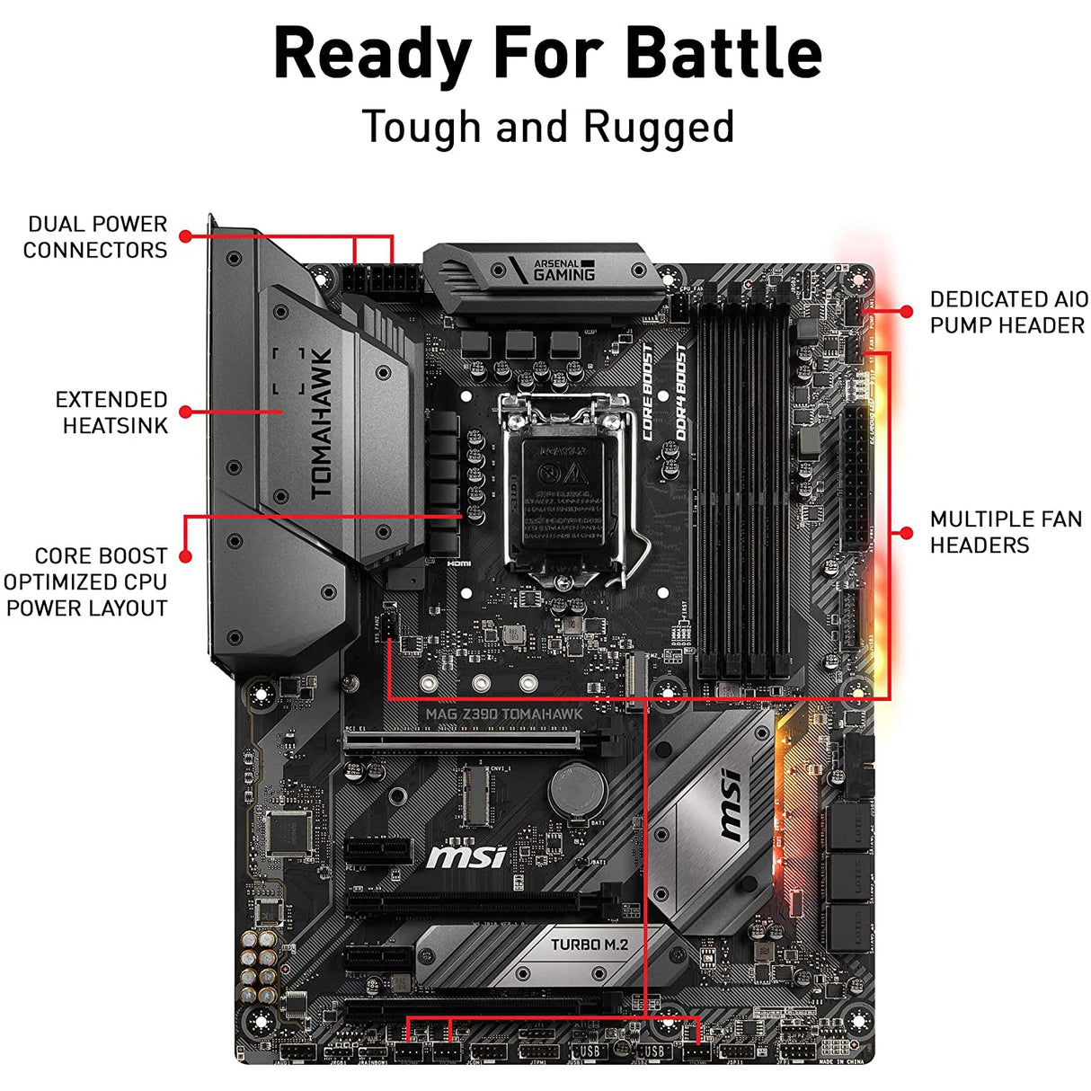 MSI MAG Z390 Tomahawk LGA1151 (Intel 8th and 9th Gen) M.2 USB 3.1 Gen 2 DDR4 HDMI DP CFX Dual Gigabit LAN ATX Z390 Gaming Motherboard