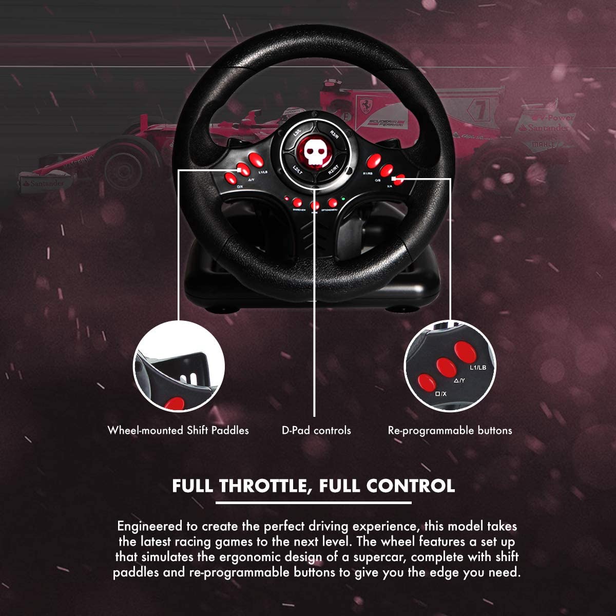 Numskull Multi Format Racing Wheel with Pedals For PlayStation & Xbox - Refurbished Good