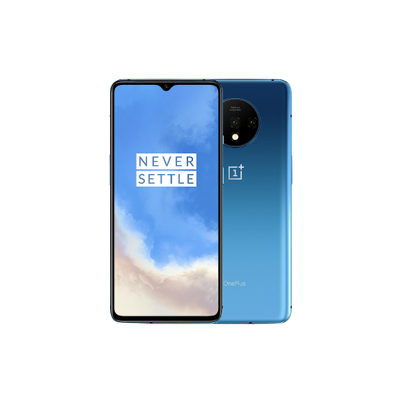 OnePlus 7T Smartphone, Android, 6.55", SIM Free, 8GB RAM, 128GB, Frosted Silver / Glacier Blue