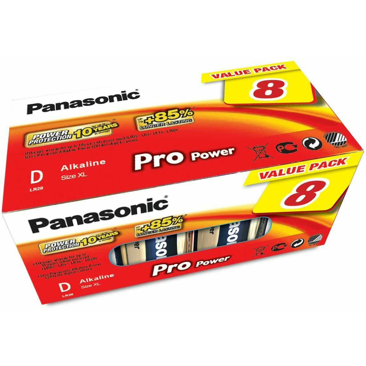 Panasonic D Pro Power Alkaline Batteries LR20 2 Pack / 8 Pack