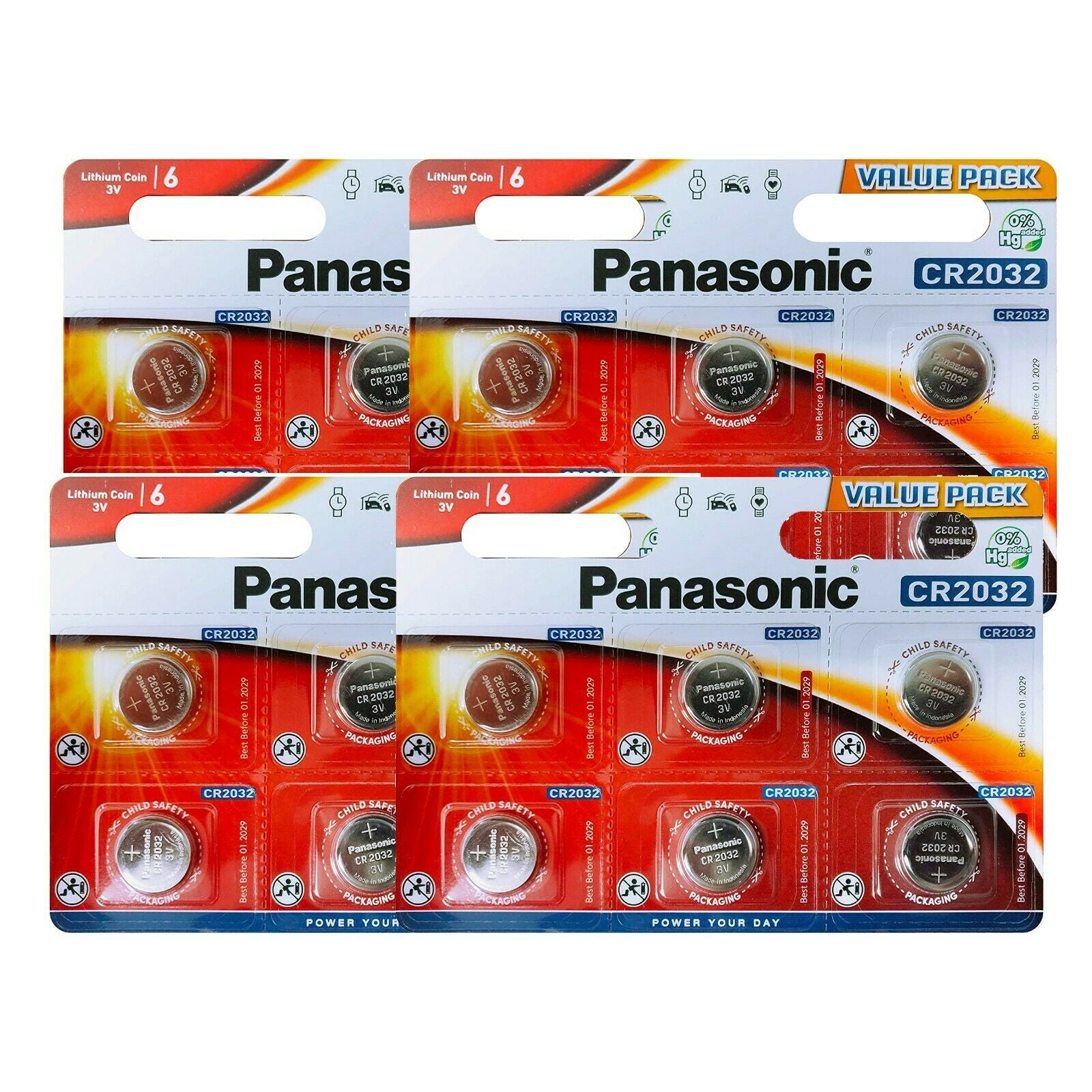 Panasonic Lithium 3V CR2032 batteries Coin Cell Multi-Purpose 12 / 24 Pack