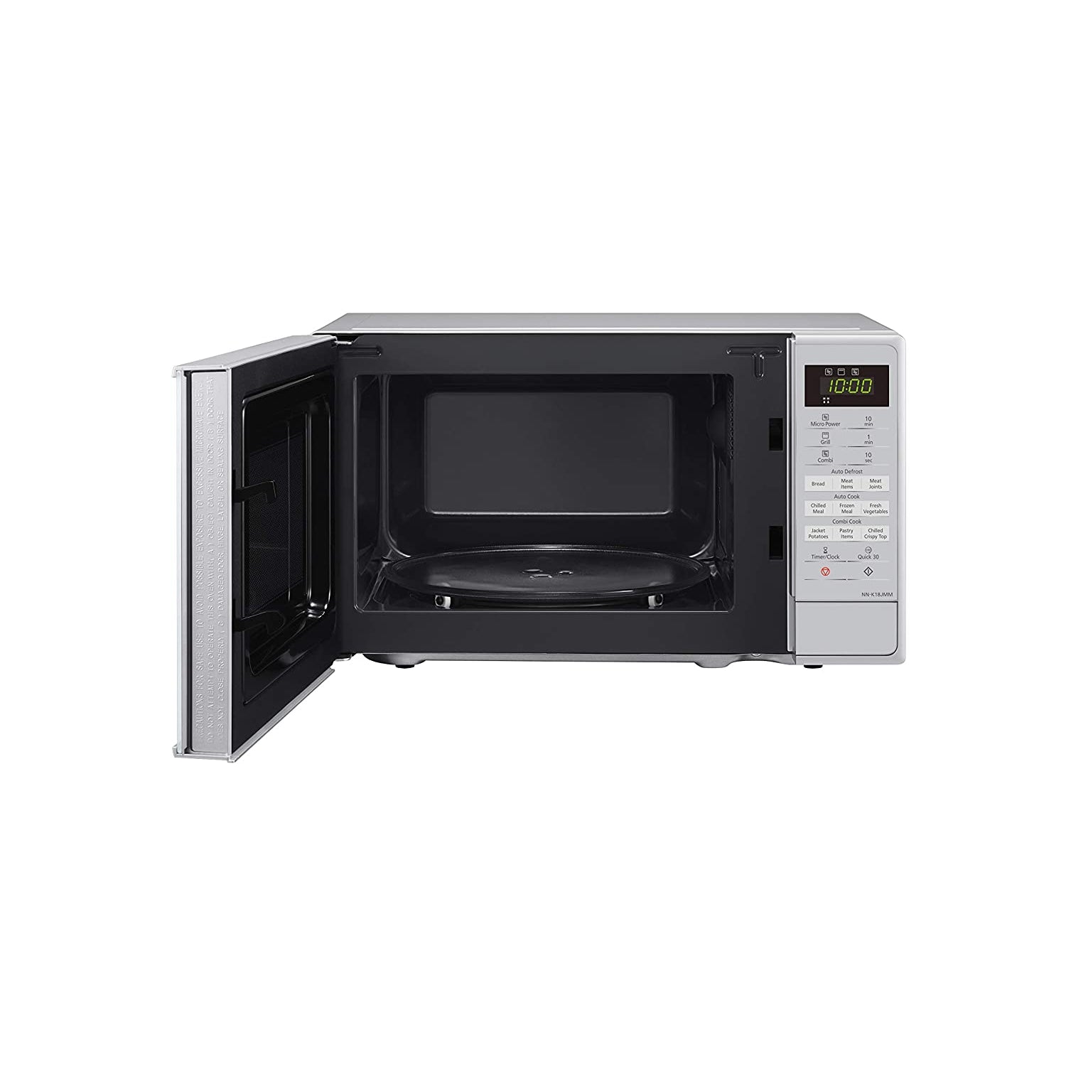 Panasonic NN-K18JMMBPQ Microwave Oven with Grill and Turntable, 20 Litres, Silver