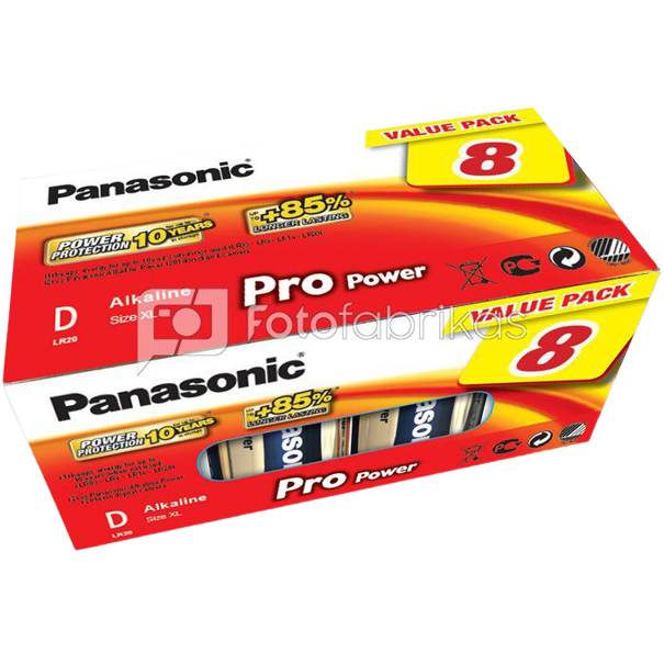 Panasonic Pro Power Gold LR20PPG Alkaline D Batteries - 8PK