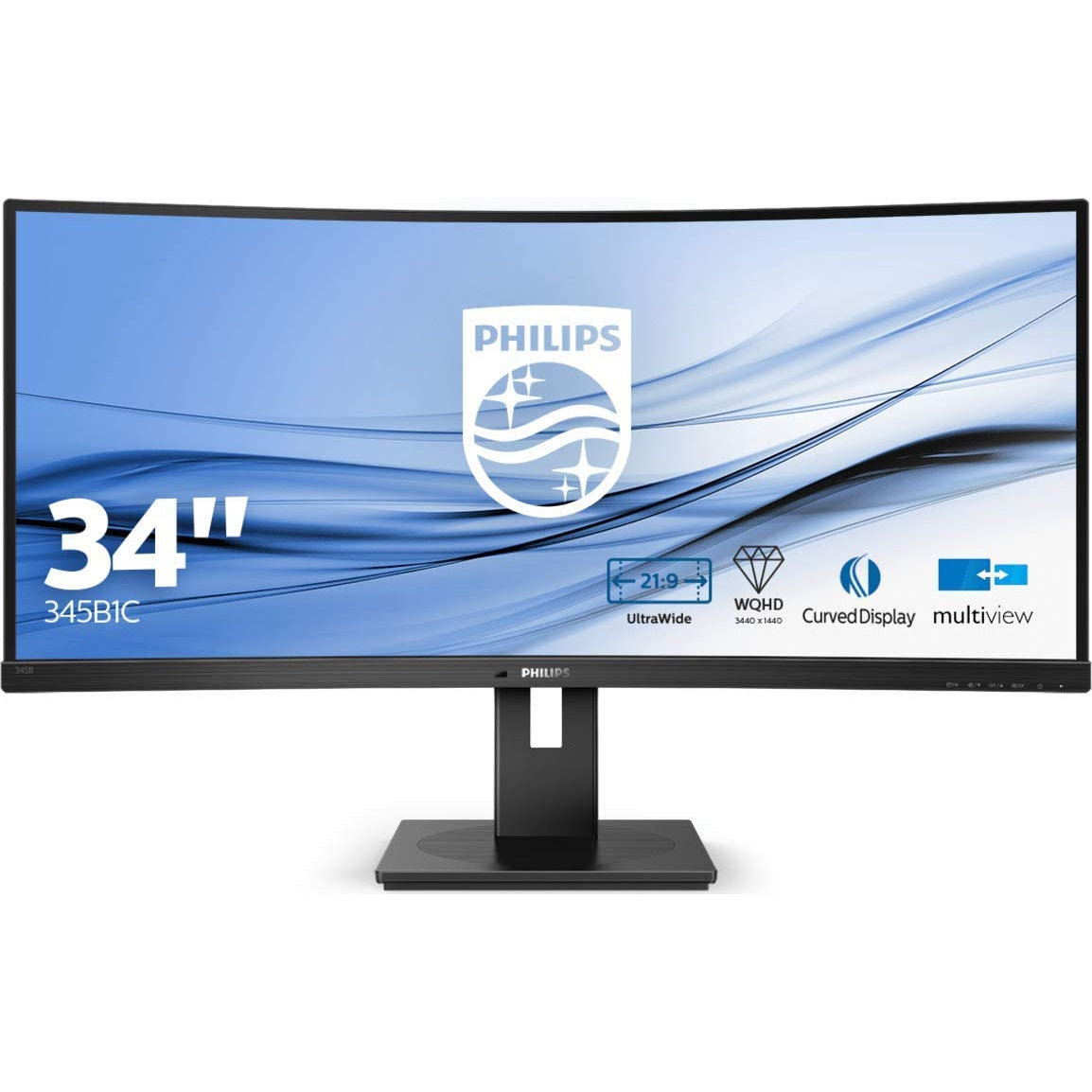 Philips 345B1C 34" Curved WQHD Monitor WQHD, Speakers, Height adjust (3440 x 1440 WQHD