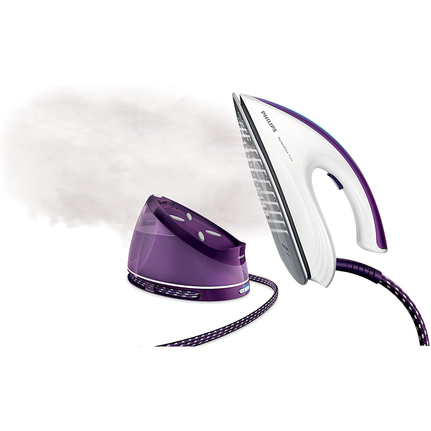 Philips GC8643/30 PerfectCare Aqua Steam Generator Iron with OptimalTEMP with 320 g Steam Boost, 2.5 Litre, 2400 W, Purple