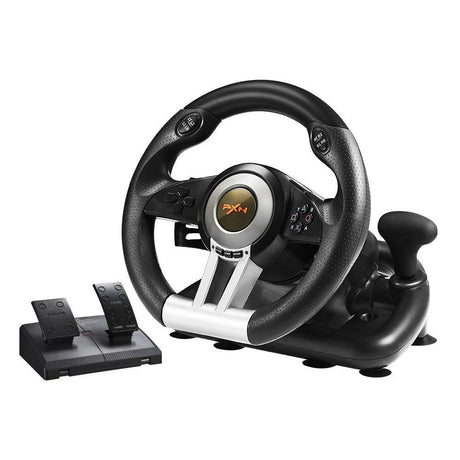 PXN-V3 Pro Universal USB Car Sim Race Steering Wheel and Pedals, Black