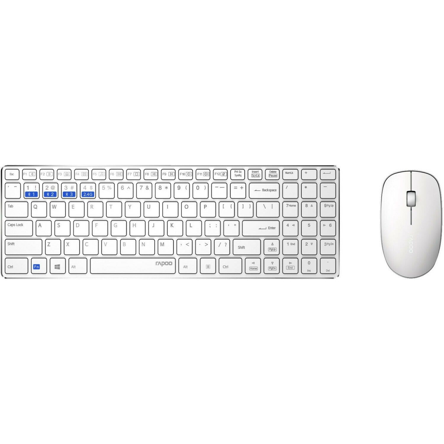 Rapoo 9300M Wireless Keyboard & Mouse Set, White - Refurbished Excellent