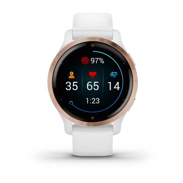 Garmin Venu 2S Rose Gold Stainless Steel Bezel with White Case and Silicone Band - Refurbished Good