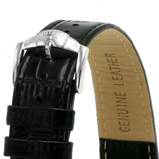 Rotary Windsor GS05300/01 Leather Strap Men's Watch + Cufflink Set - Silver