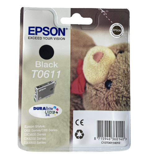 Epson T0611 Black Inkjet Cartridge (C13T06114010)