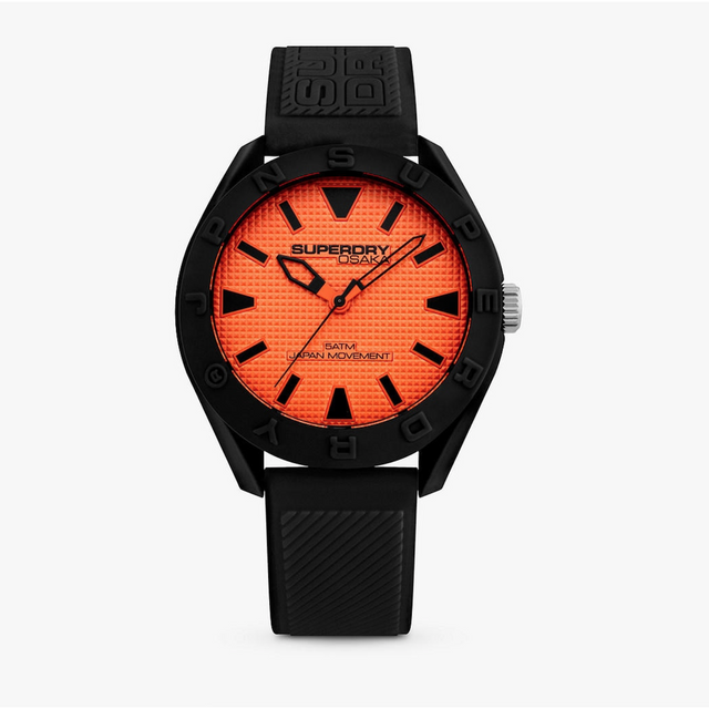 Superdry Men's OSAKA Analogue Watch With Silicone Straps, Black & Orange