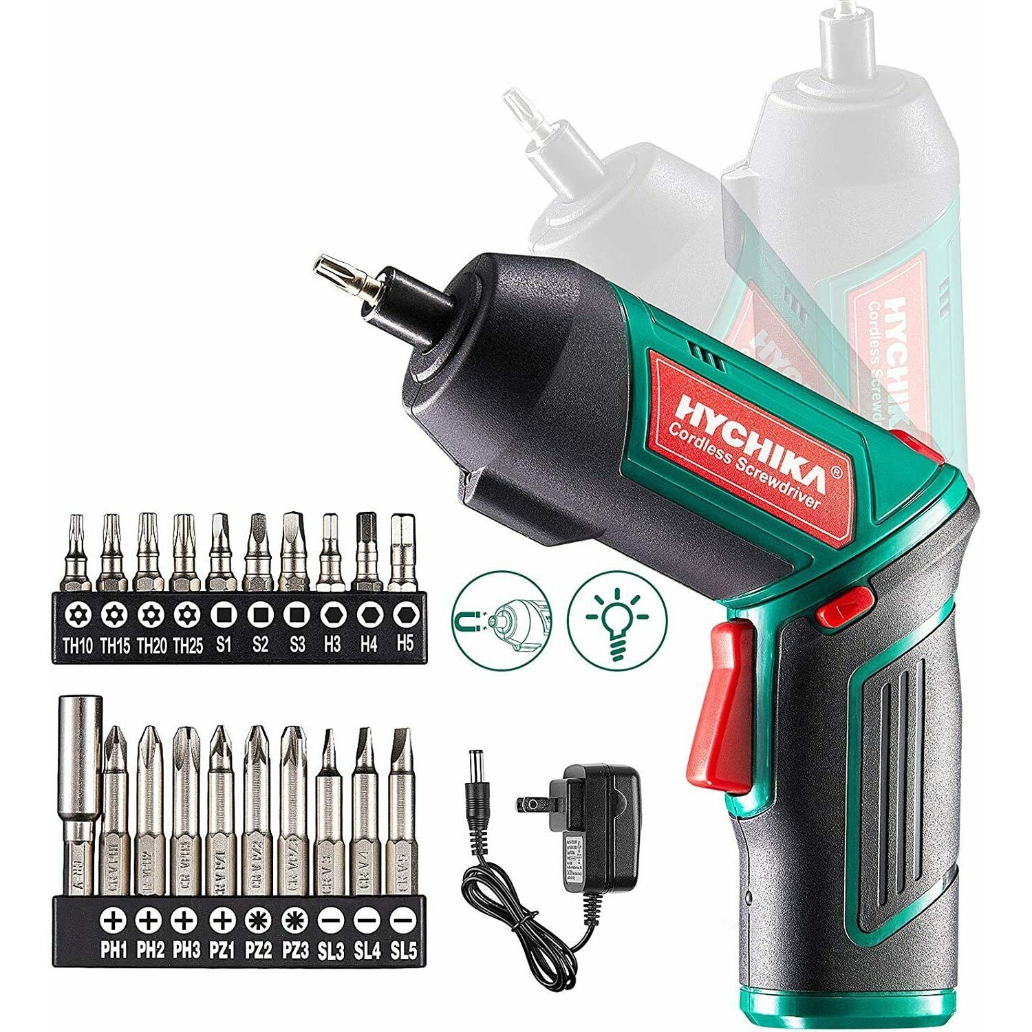 Hychika 20Pc 3.6V Cordless Electric Screwdriver Drill Set Tool Kit LED Battery