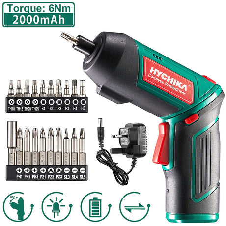 Hychika 20Pc 3.6V Cordless Electric Screwdriver Drill Set Tool Kit LED Battery