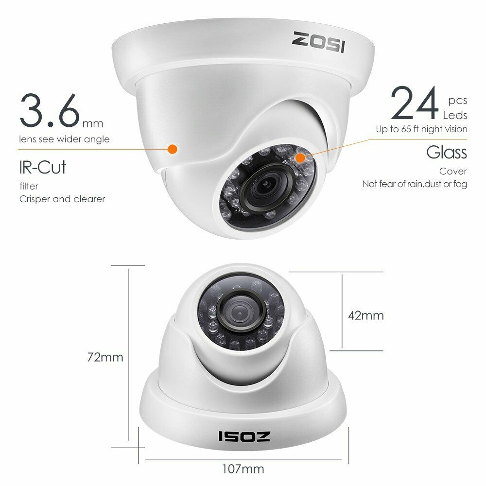 Zoski 1080N CCTV DVR HDMI Outdoor 1500TVL Camera Home Video Security System