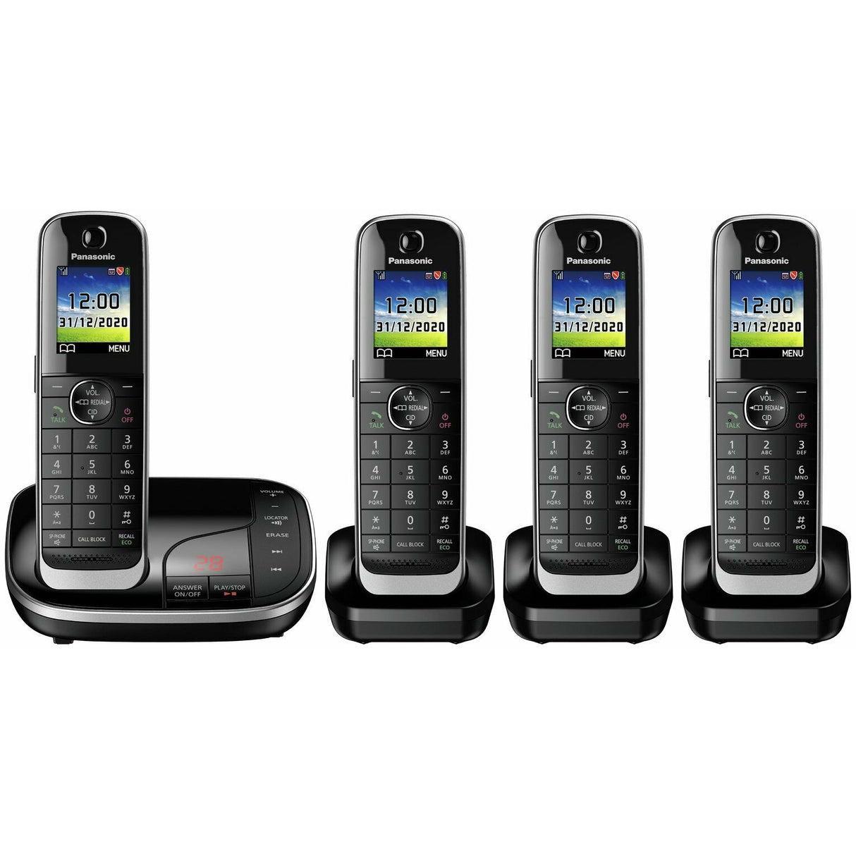 Panasonic KX-TGJ424EB Cordless Phone, Quad Handsets, Black - Refurbished Excellent