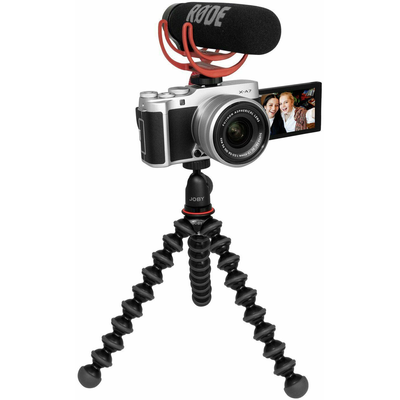 Fujifilm X-A7 Vlogger Kit with XC 15-45mm OIS Lens, Microphone, Joby Gorillapod & Memory Card