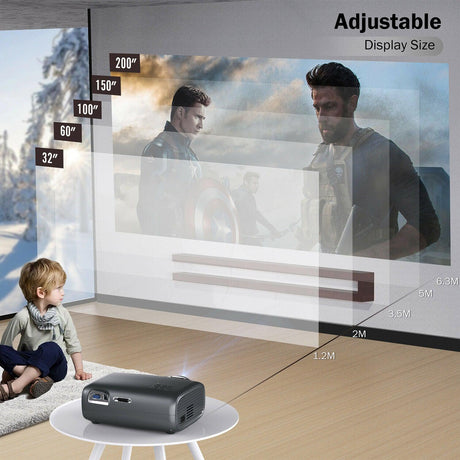 Jeemak Mini Portable Projector 4K Video Movie Projector Home Display 5000Lu HDMI
