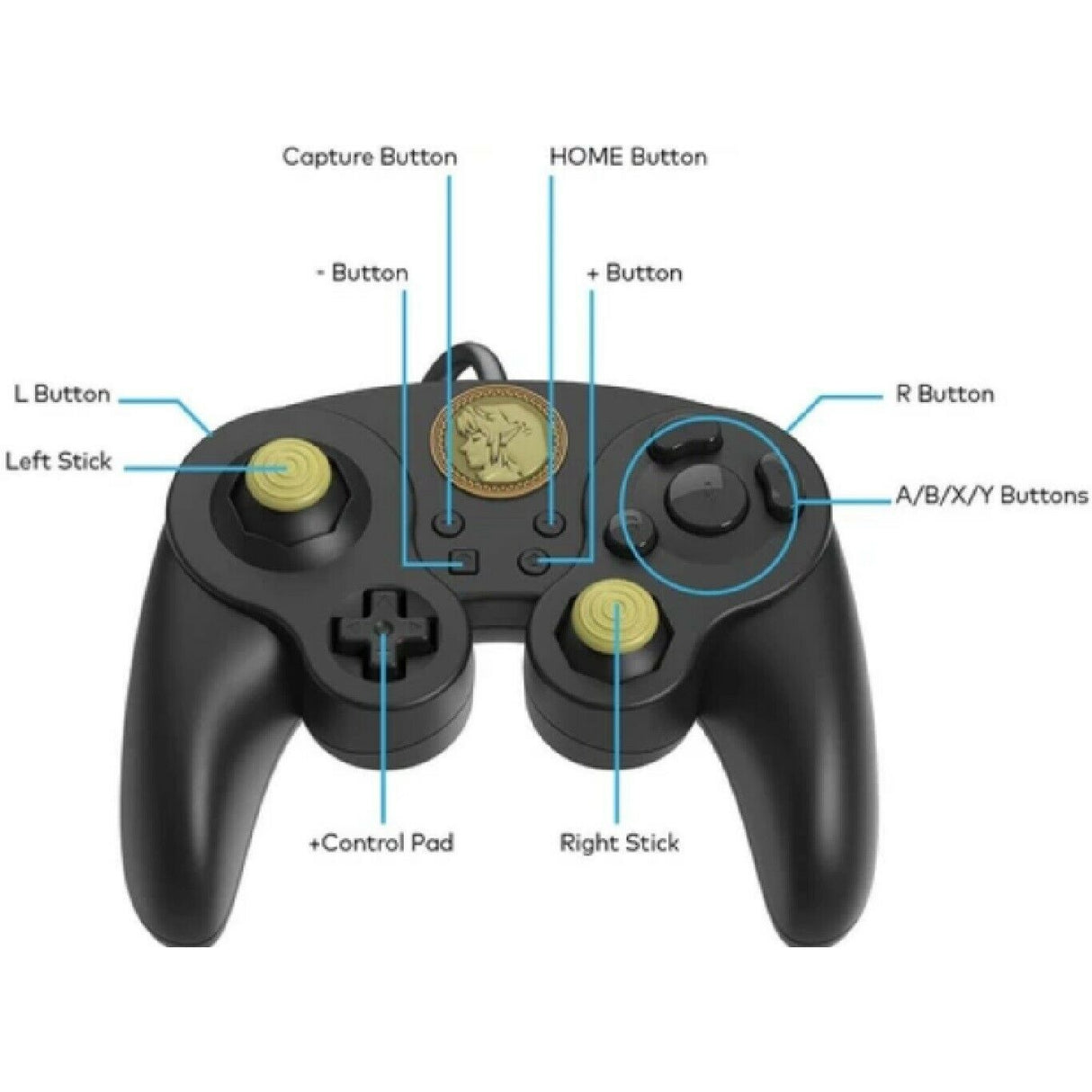 PDP Nintendo Switch Wired Fight Pad Pro Controller Legend of Zelda Link Edition - Black