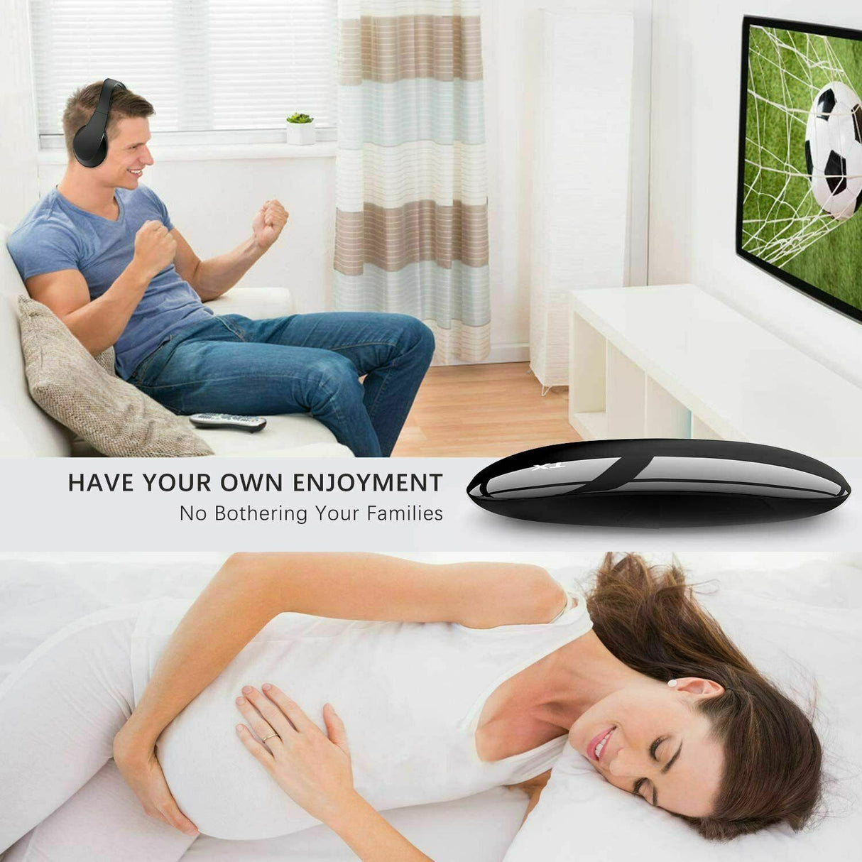 Jelly Comb Optical, 3.5mm AUX, RCA Audio Out Cordless TV Headset Over-Ear