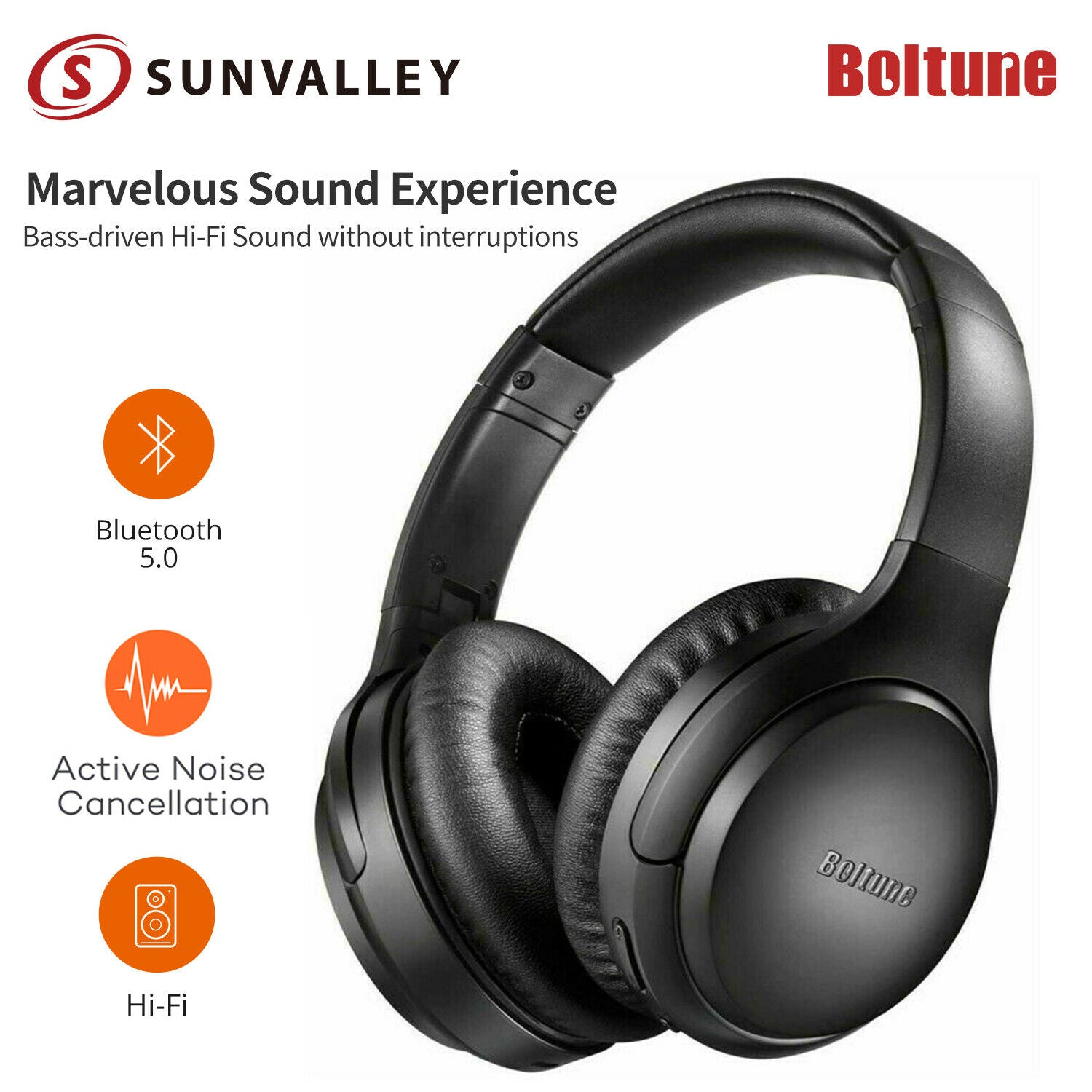 Boltune BT-BH010 5.0 Over-ear Wireless Bluetooth Headphones