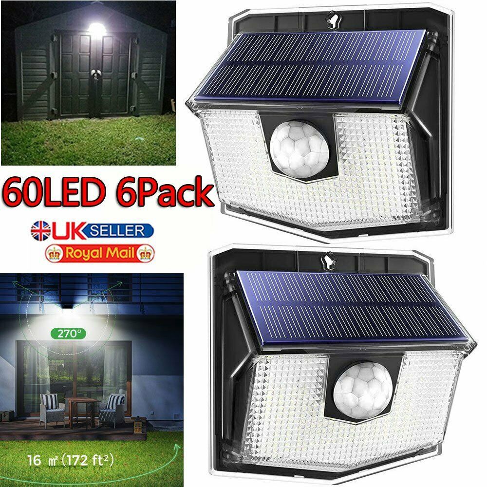 LITOM 6pcs 60 LED Solar Motion Sensor Light