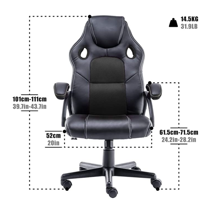 Play Haha Gaming Chair Racing Style Office Swivel Computer Desk Chair Ergonomic - Black