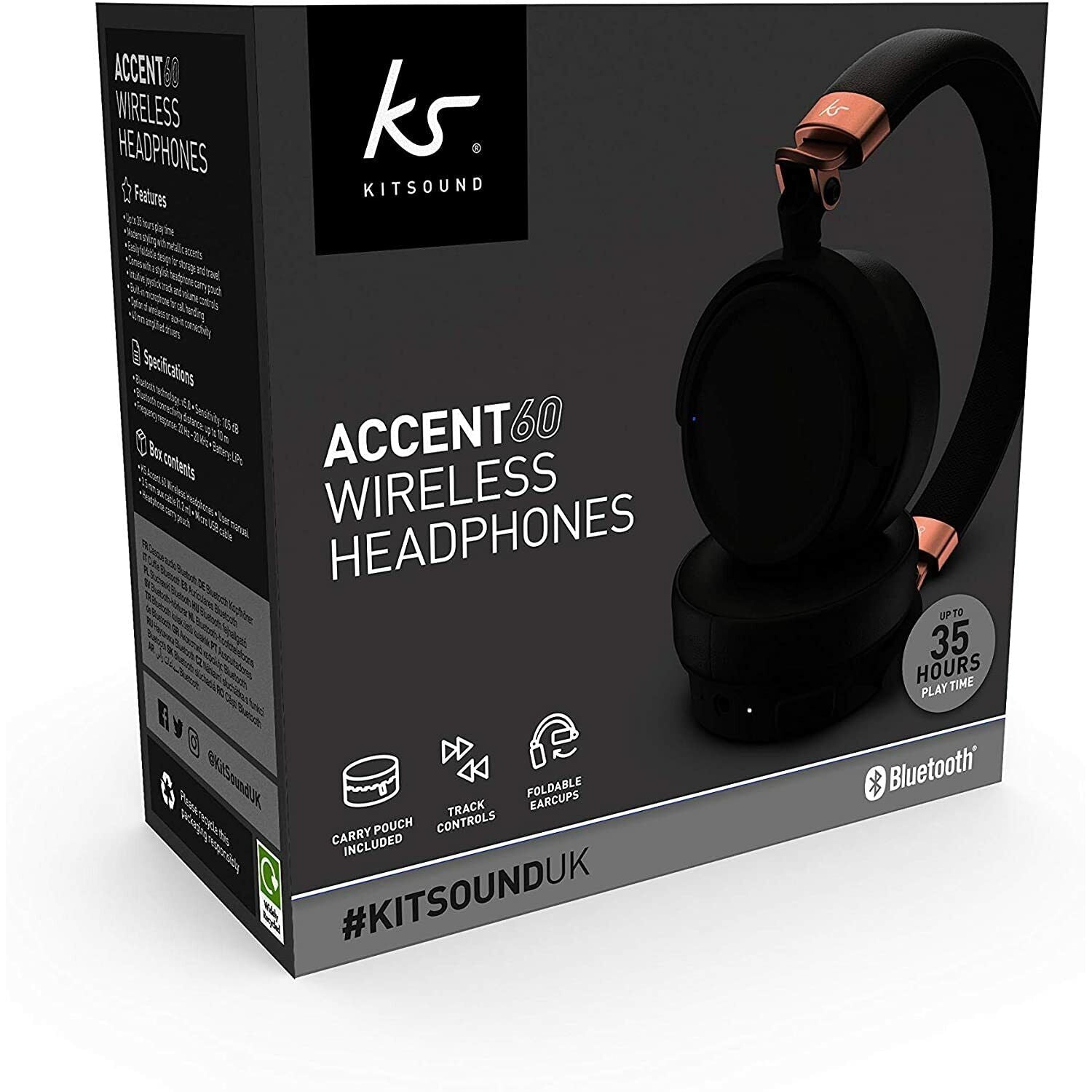 KitSound Accent 60 Wireless Bluetooth Headphones